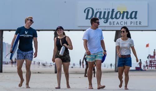 ERAU students walking down the beach
