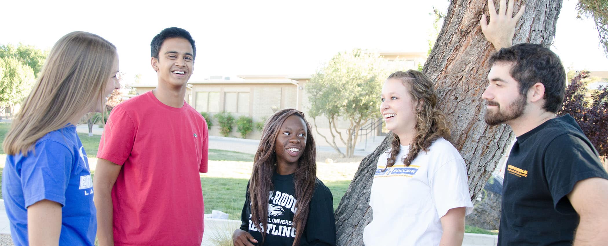 a diverse group of students on campus