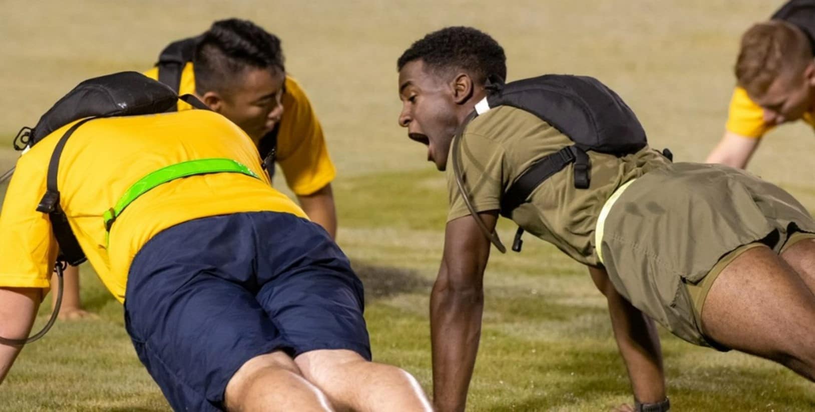 ERAU Navy ROTC student conduct physical fitness training