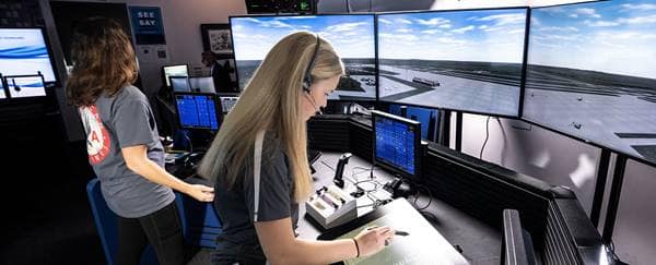 Embry-Riddle students using air traffic control simulators