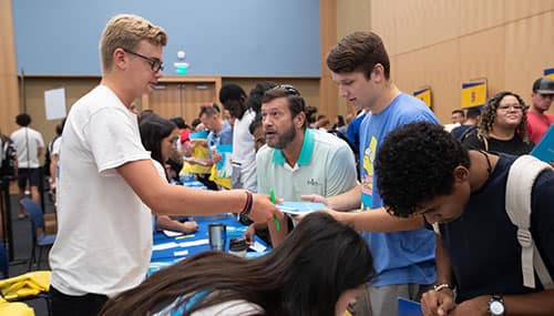 Students checking in at Orientation