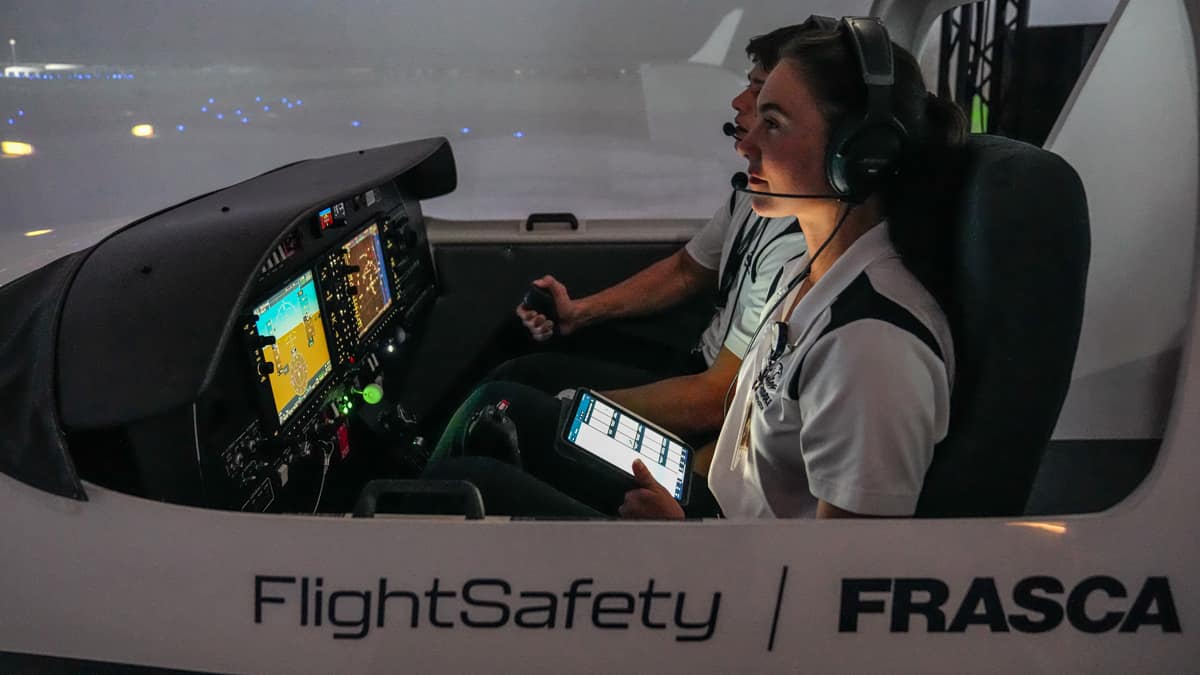 Frasca Level 5 Flight Training Device in use.