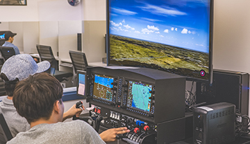 Students learn to fly on the Redbird Xwind SE Crosswind Training Simulator.