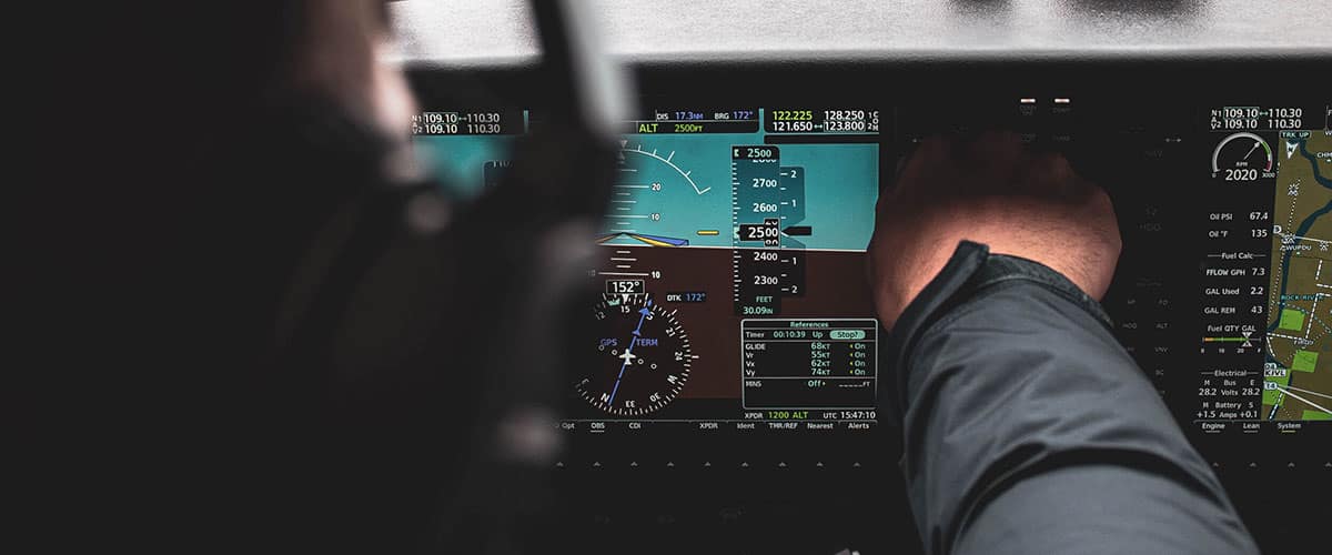 The navigation panel of an aircraft