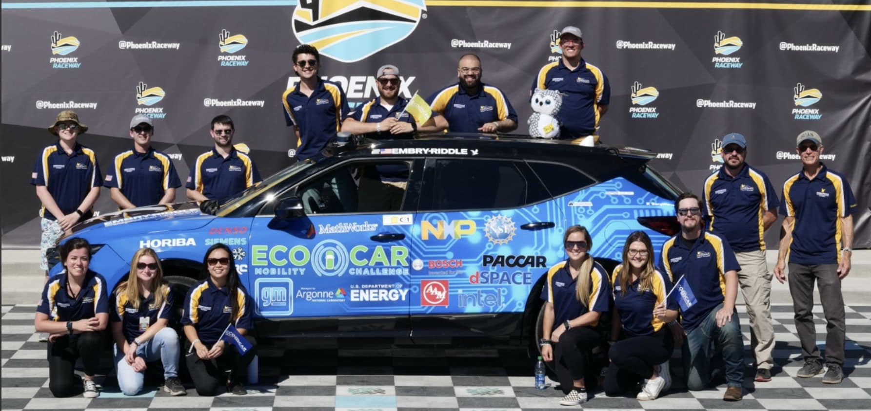 Students in Victory Lane with the EcoCar