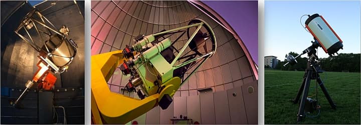 A collage of three telescopes