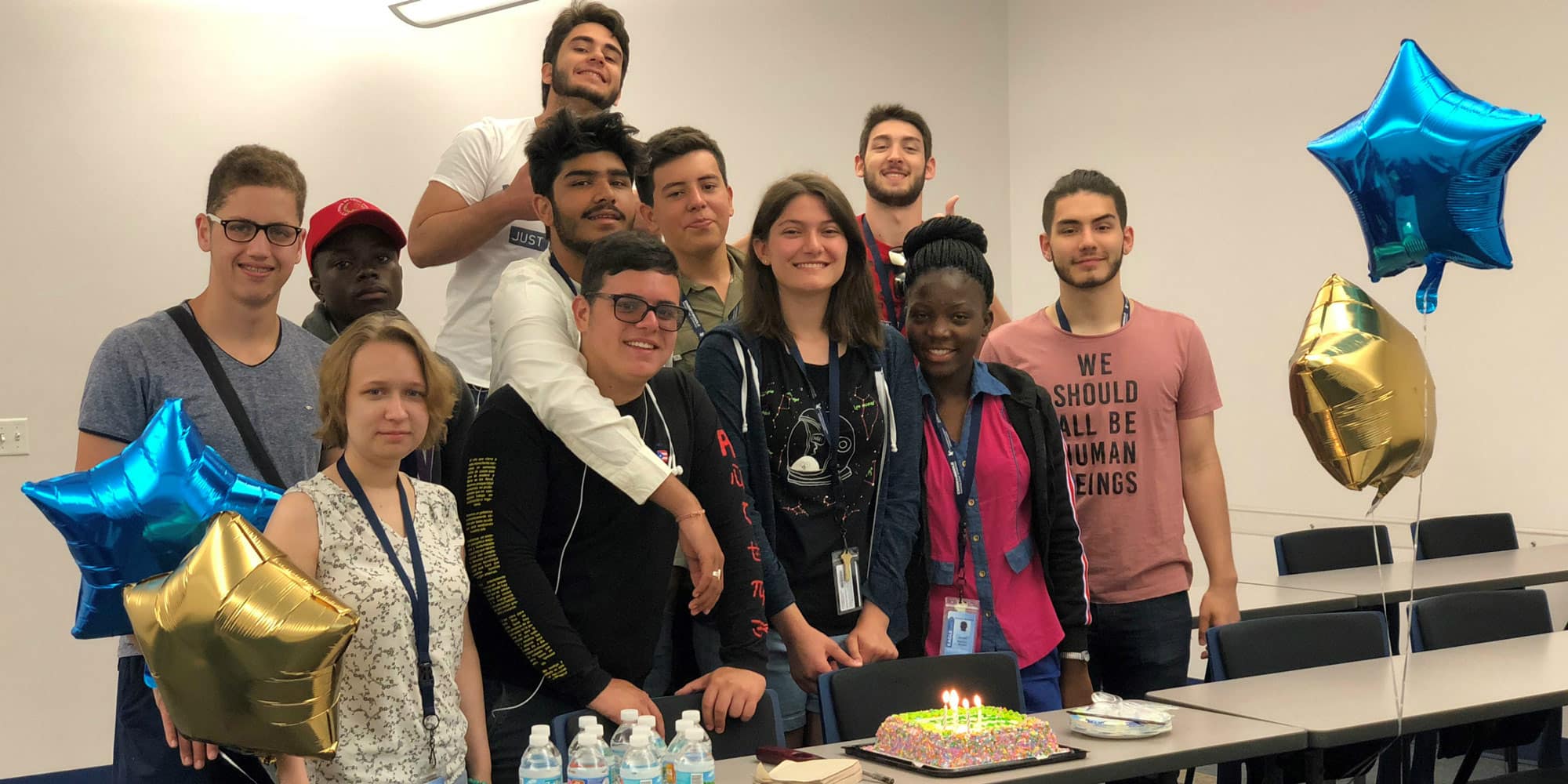 students celebrating a birthday