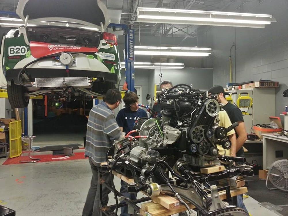 students in the Advanced Vehicles Green Garage