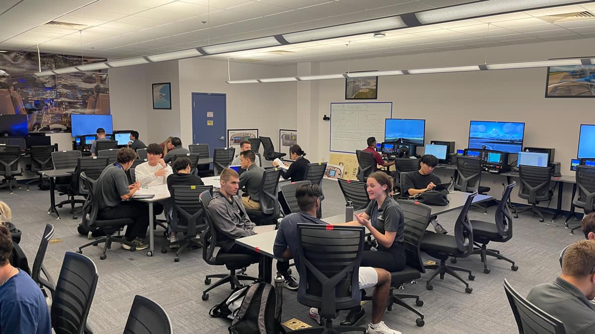 The Aviation Learning Center has many computers and workstations.