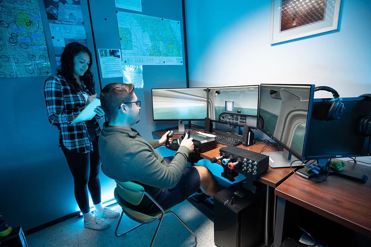 Students working in the Applied Cognition and Training Science Lab