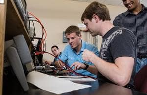 Students work on a project in the Circuits and Electronics Lab