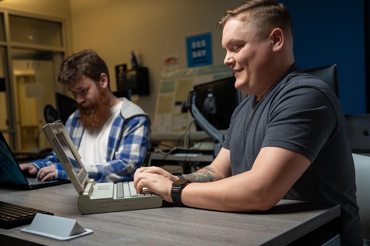 Students working in the CyberLab