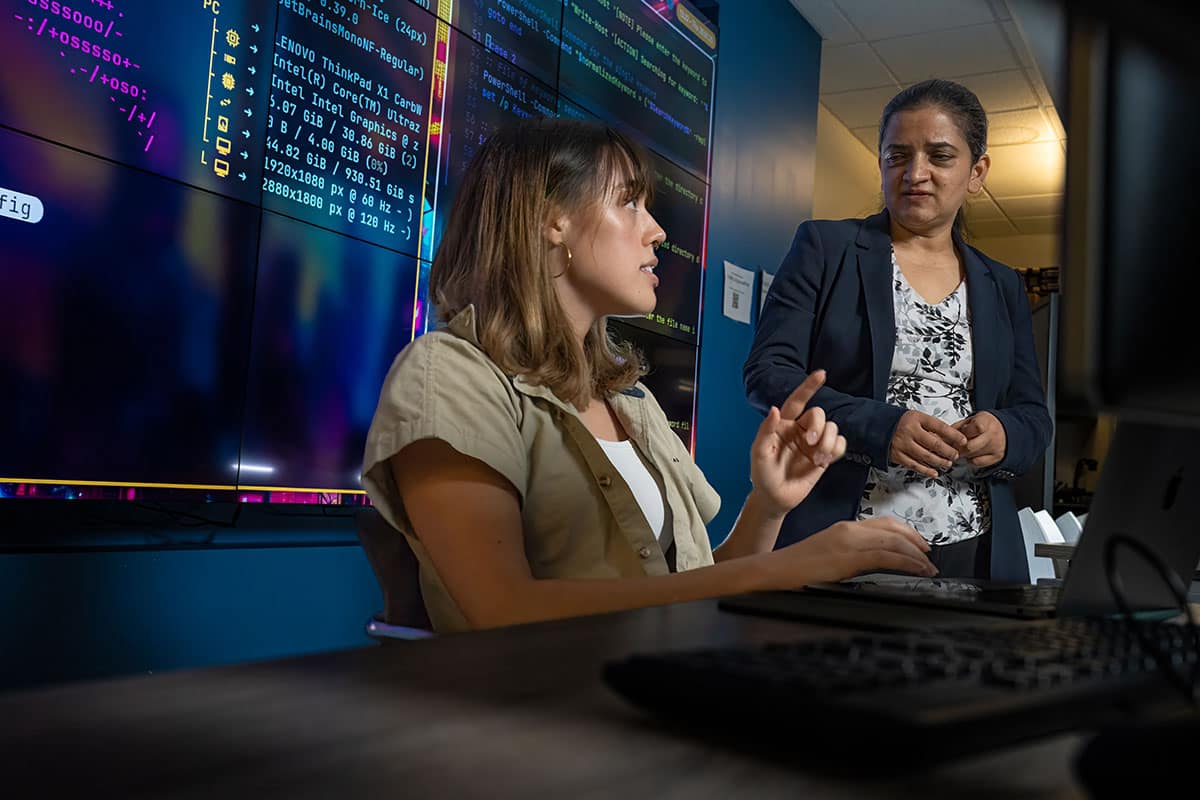 Students working in the CyberLab