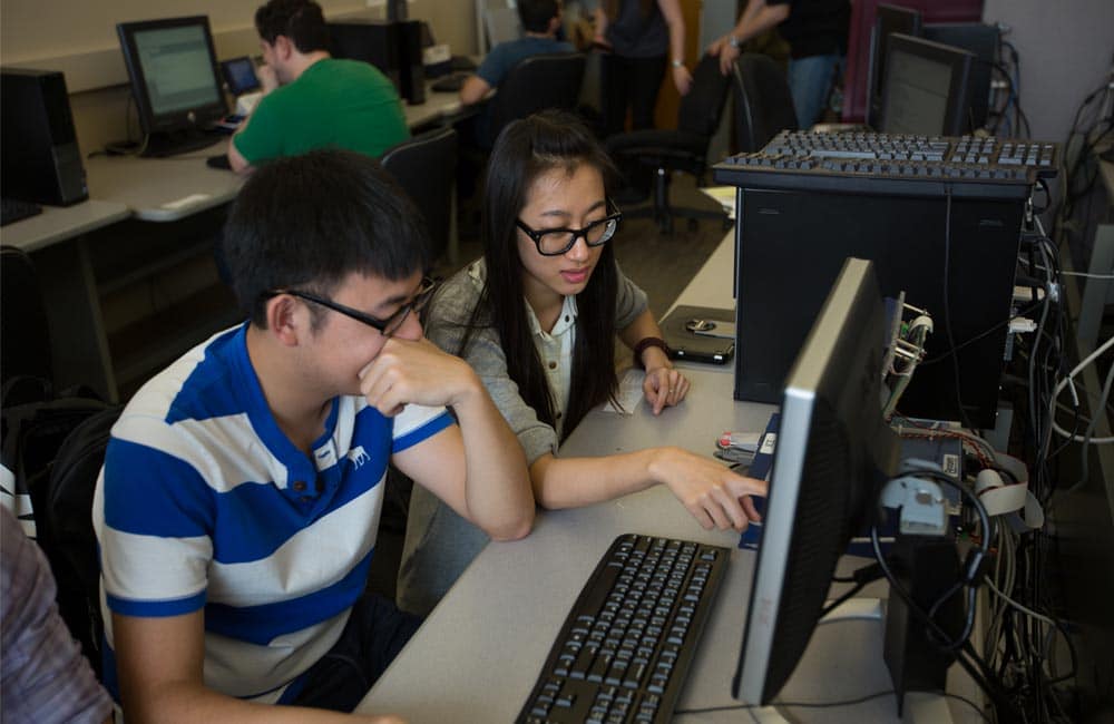 Students analyze data in the Digital Systems Lab