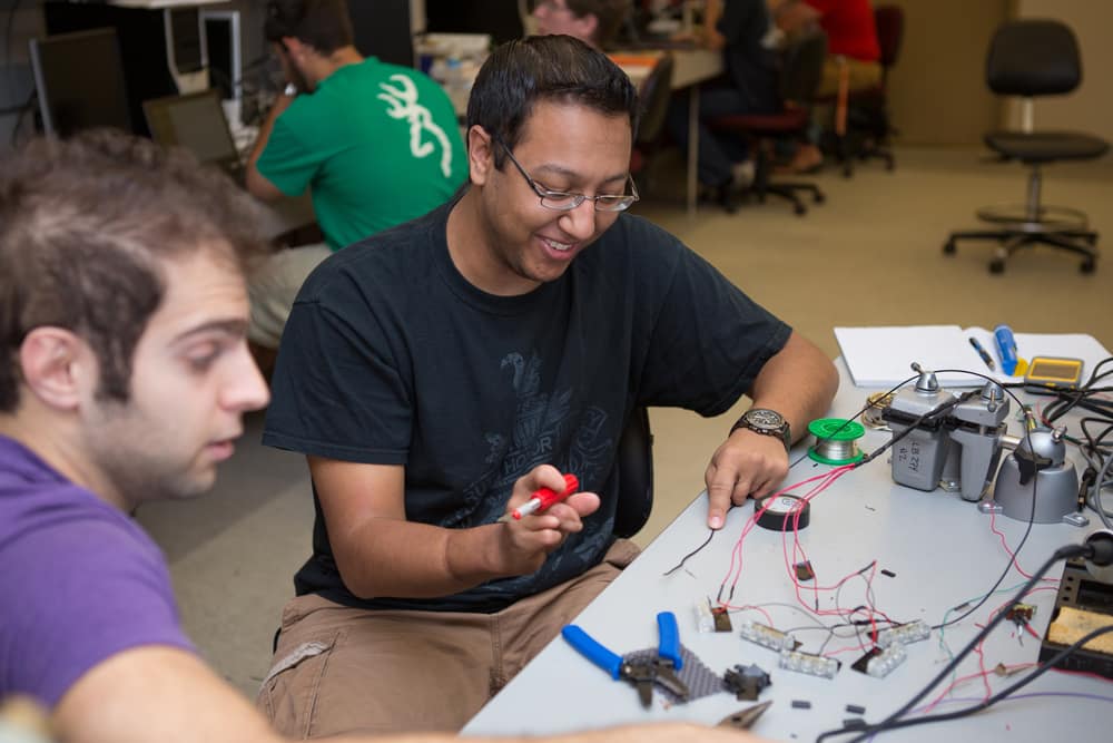 Students work on Electronics in the ECSSE Capstone Design Laboratory