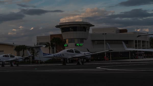 Flight line at sunset