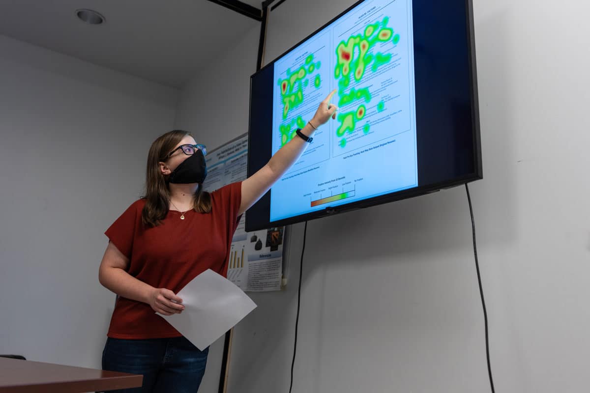 Professor teaches students using a computer screen.