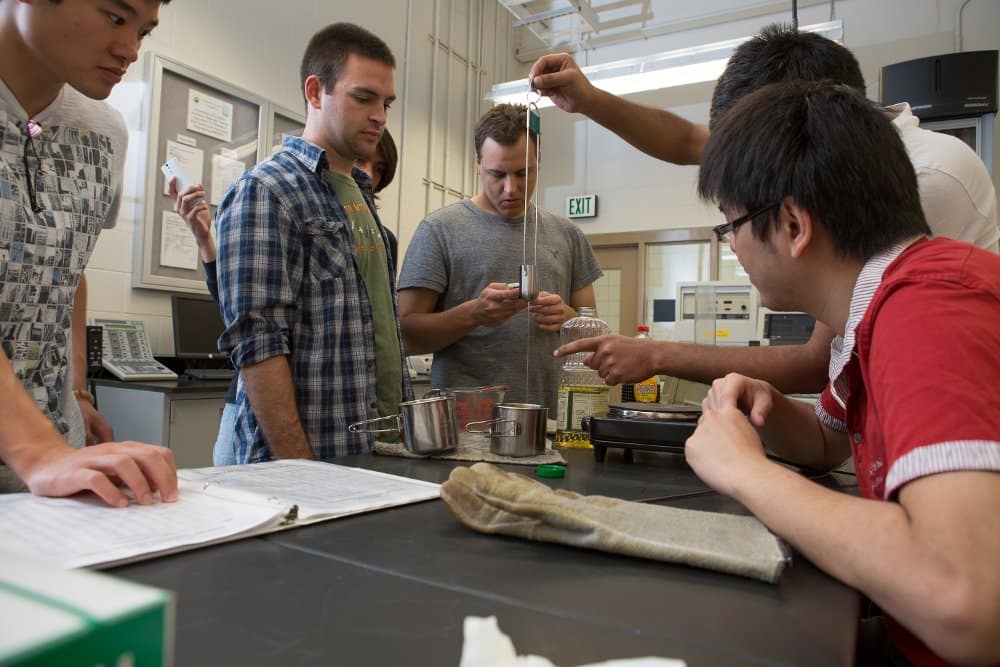 Students work on a project in the Materials Testing Laboratory