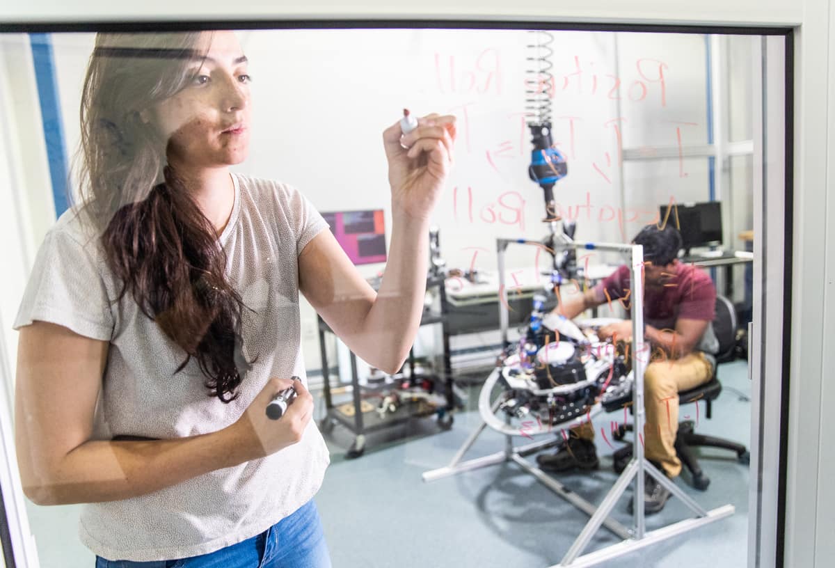 Students work on a NASA project.