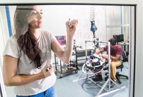 Students work on a NASA project.
