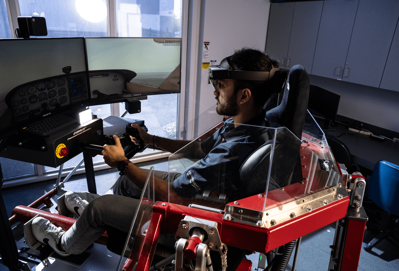 Student works on a simulator.