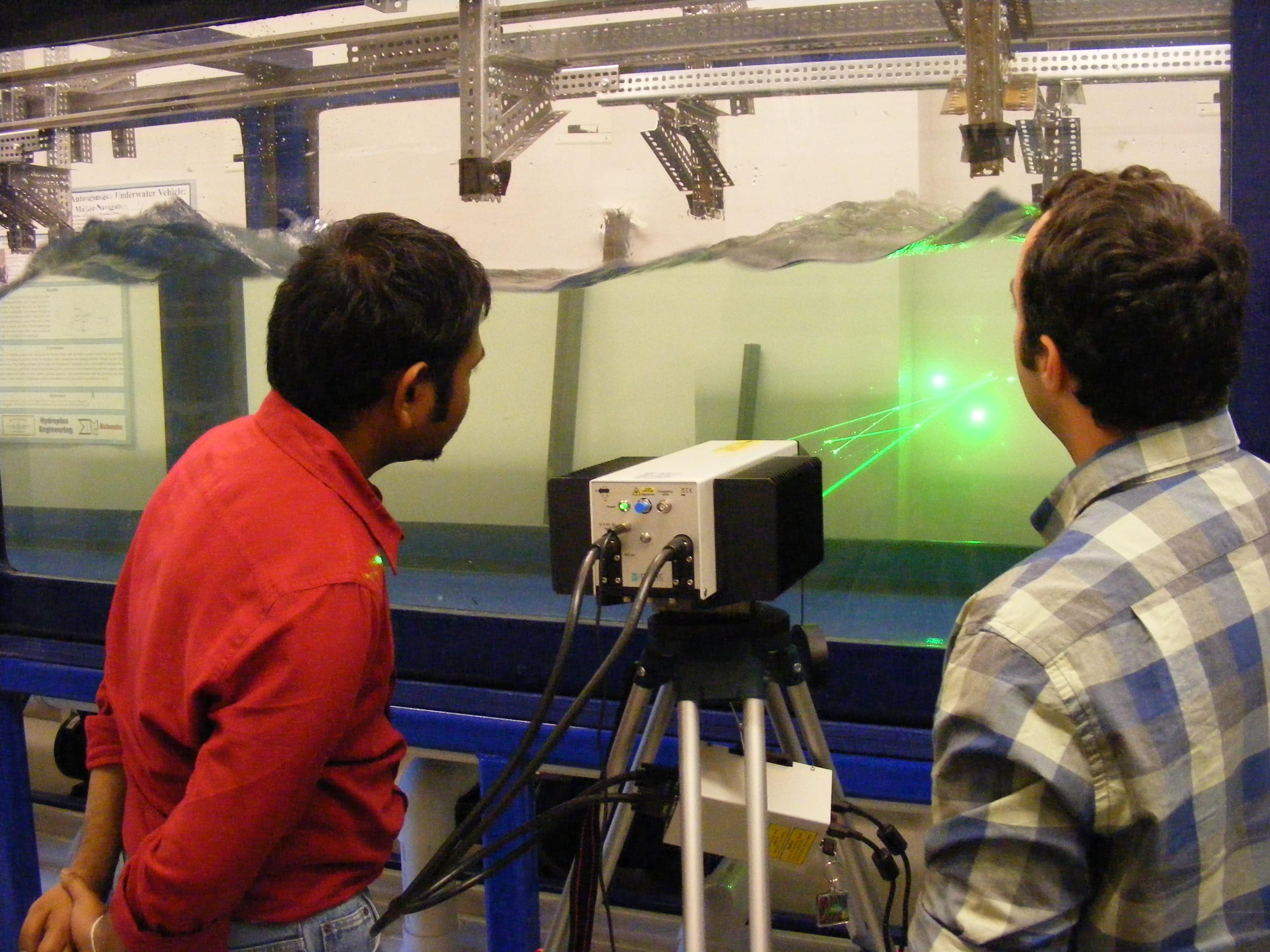 Students conduct research inside the Nonlinear Waves Lab