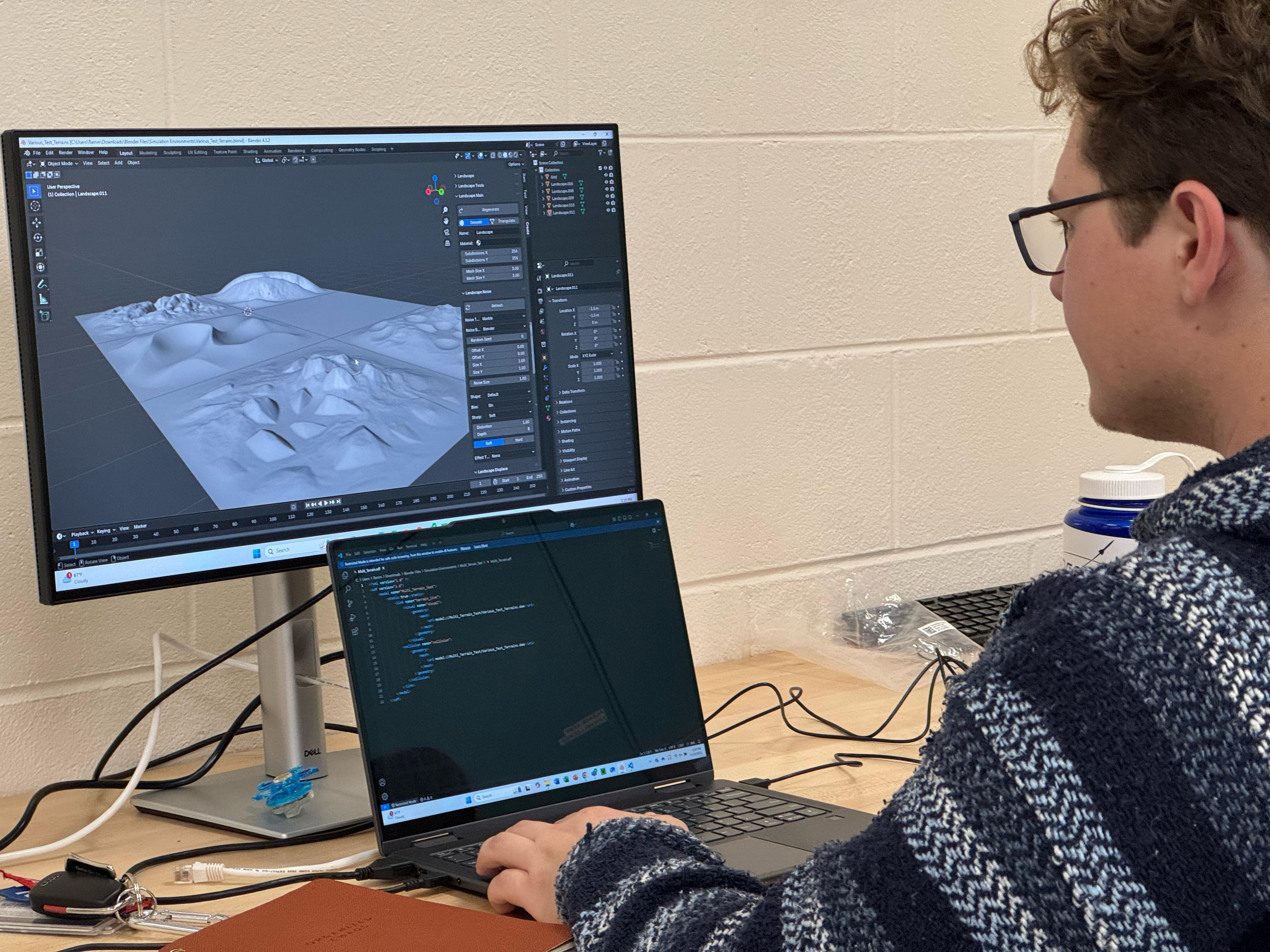 Student using digital modeling software