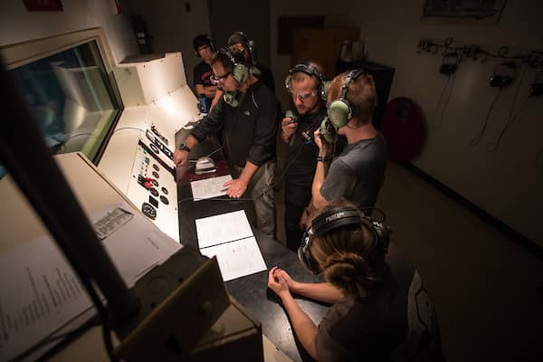 Students in the turbine engine lab