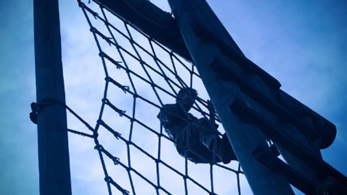 Recruit climbing rope wall