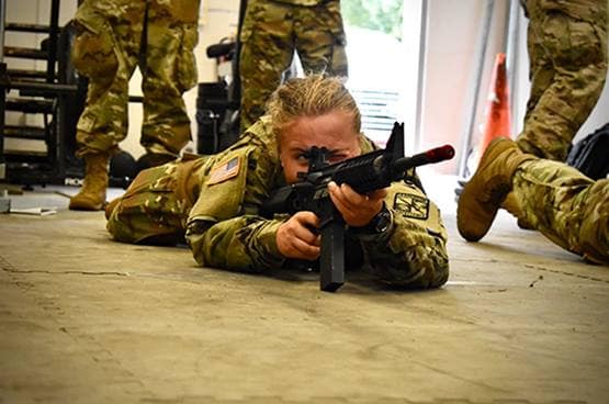 Army Cadet in weapons training