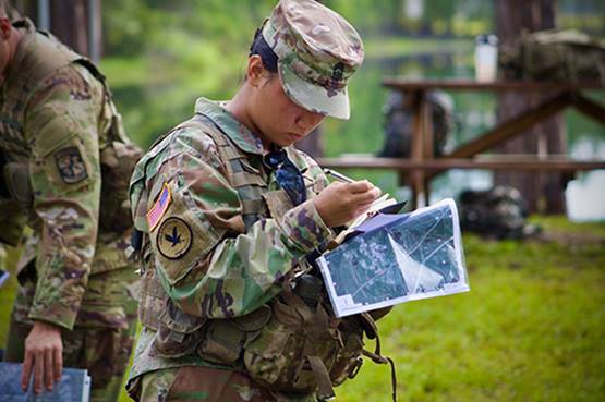 Army Cadet with map