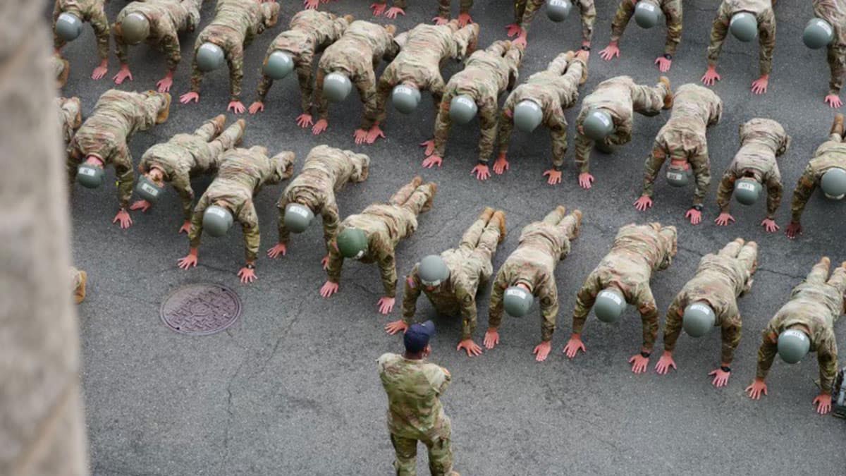 Army Cadets doing pushups