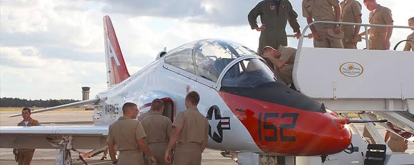 cadets at a naval plane