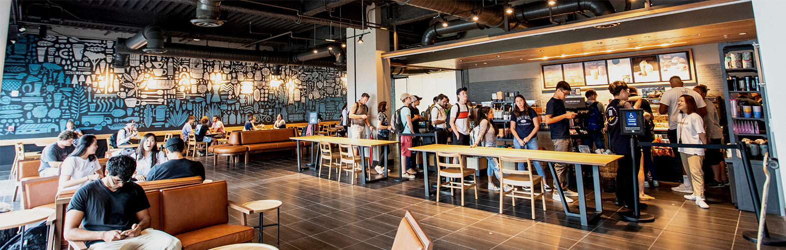 Students in line at Starbucks