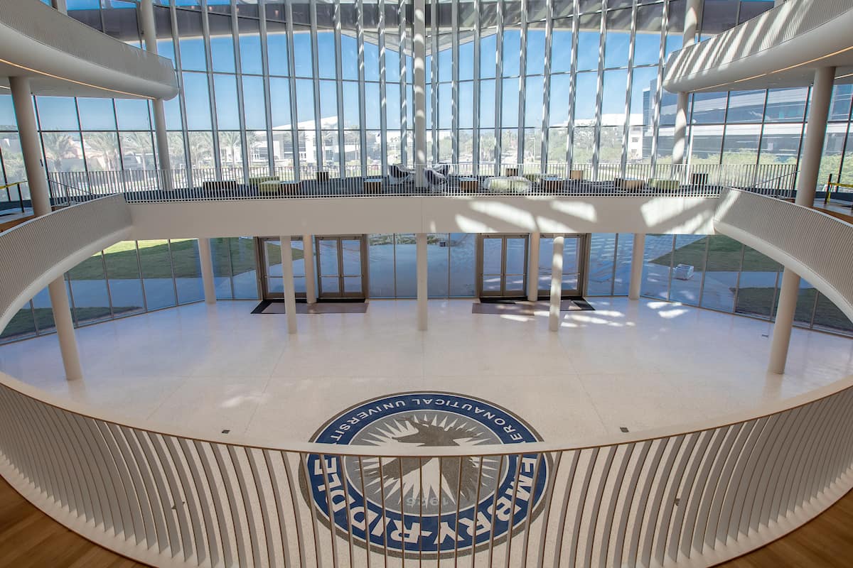 Embry-Riddle Crest on tile floor