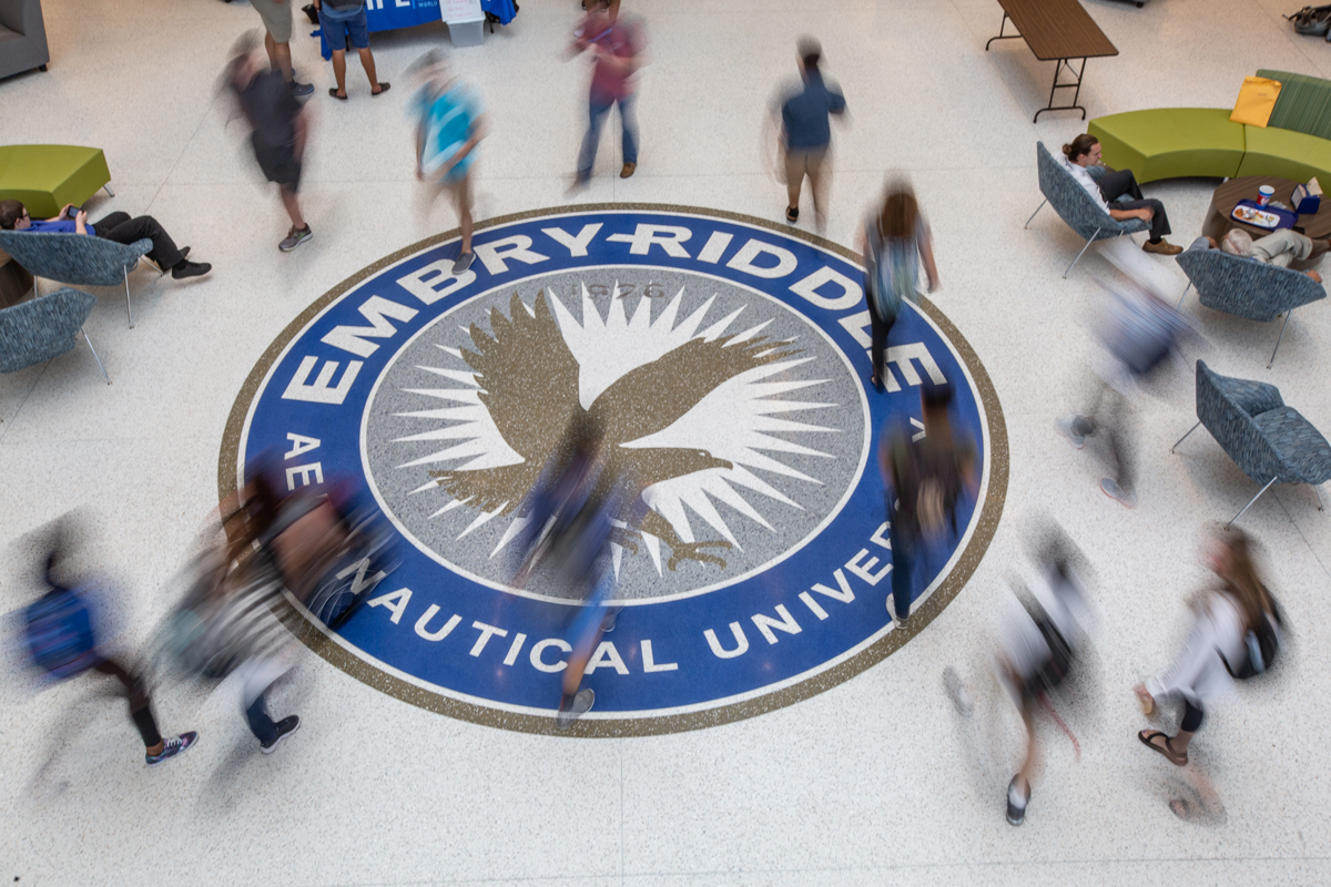 Embry-Riddle seal in the Student Union.