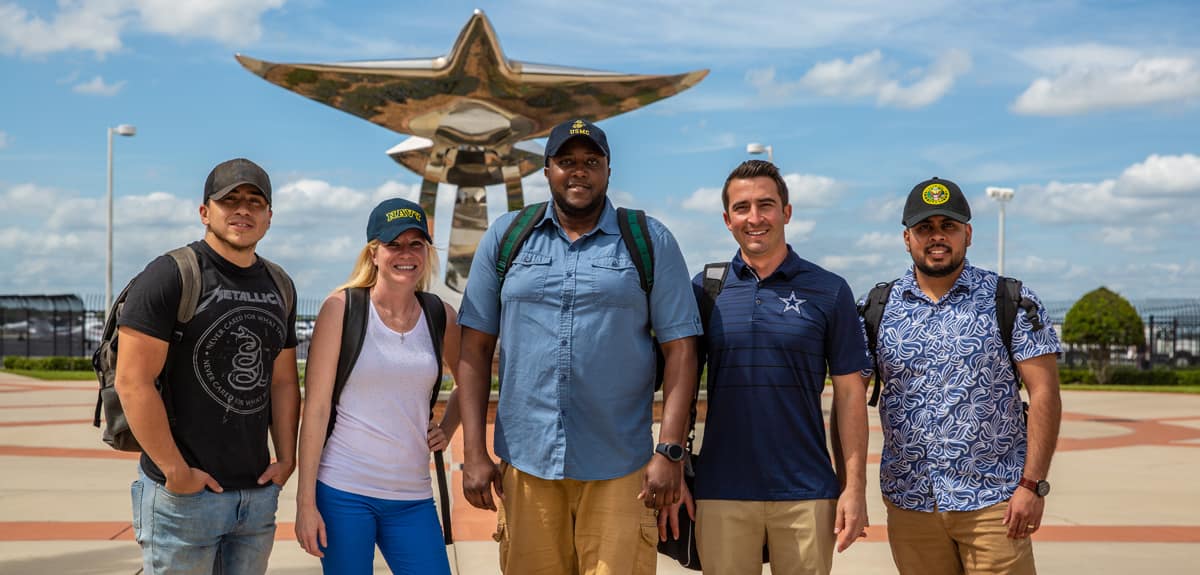 Embry-Riddle Military Veteran students on campus in Daytona Beach.