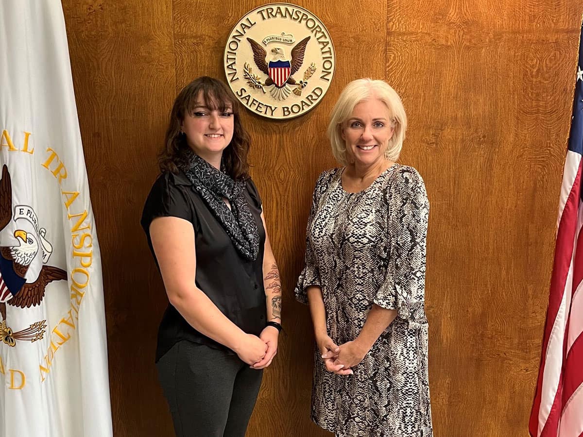 Embry-Riddle student veteran Sierra Juliano with the NTSB chair Jennifer Homendy