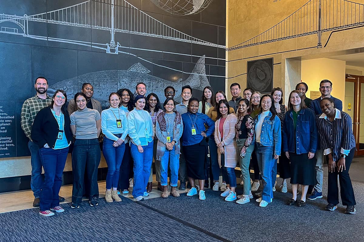 Embry-Riddle’s Dr. David Canales Garcia (back row, far right) joins the 2025 Mirzayan Fellows in the Keck Center of the National Academies
