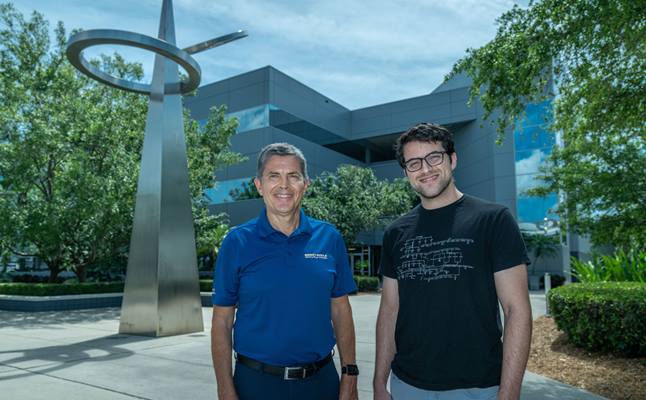 Dr. Tasos Lyrintzis and Aerospace Engineering student Nicholas Peters